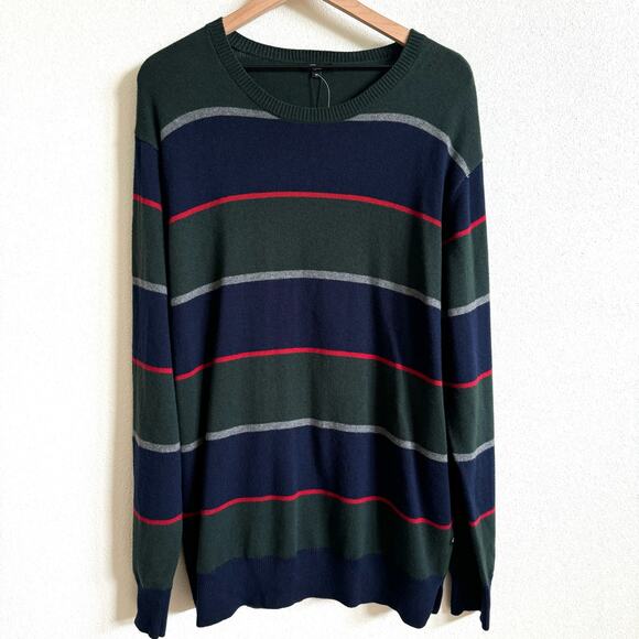 Rails Green Blue Stripe Kent Rugby Pullover Crew Neck Sweater Men’s XL NWT - Picture 2 of 7
